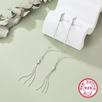 1 Pair Cute Basic Solid Color Plating Sterling Silver White Gold Plated Drop Earrings main image 1