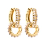 1 Pair Casual Elegant C Shape Round Plating Inlay Artificial Pearl Copper Artificial Pearls 18k Gold Plated Earrings sku image 5