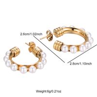 1 Pair Lady Classic Style Geometric Plating Inlay Stainless Steel Pearl Gold Plated Ear Studs main image 5