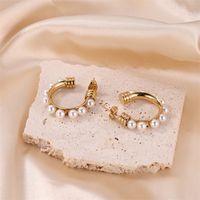 1 Pair Lady Classic Style Geometric Plating Inlay Stainless Steel Pearl Gold Plated Ear Studs main image 4