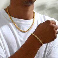 Einfacher Stil Einfarbig Legierung Überzug Vergoldet Männer Armbänder Halskette sku image 3