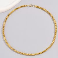 Simple Style Solid Color Alloy Plating Gold Plated Men's Bracelets Necklace sku image 2