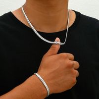 Einfacher Stil Einfarbig Rostfreier Stahl Männer Armbänder Halskette sku image 3