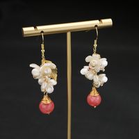 1 Pair Ig Style Flower Plating Freshwater Pearl Sterling Silver 18k Gold Plated Drop Earrings sku image 1