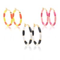 1 Pair IG Style Casual Round Enamel 304 Stainless Steel Gold Plated Earrings main image 3