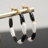 1 Pair IG Style Casual Round Enamel 304 Stainless Steel Gold Plated Earrings main image 7