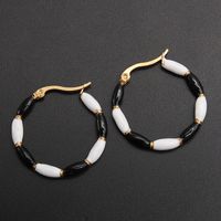 1 Pair IG Style Casual Round Enamel 304 Stainless Steel Gold Plated Earrings main image 1