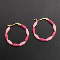 1 Pair IG Style Casual Round Enamel 304 Stainless Steel Gold Plated Earrings sku image 4