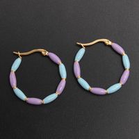 1 Pair IG Style Casual Round Enamel 304 Stainless Steel Gold Plated Earrings sku image 7