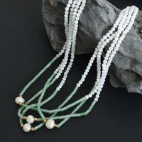 Elegant Round Natural Stone Freshwater Pearl Beaded Plating 18k Gold Plated Necklace main image 3