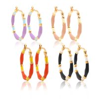 1 Pair IG Style Casual Simple Style Round Enamel Plating 304 Stainless Steel Gold Plated Earrings main image 3