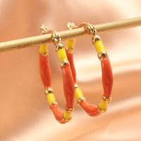 1 Pair IG Style Casual Simple Style Round Enamel Plating 304 Stainless Steel Gold Plated Earrings main image 8