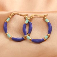 1 Pair IG Style Casual Simple Style Round Enamel Plating 304 Stainless Steel Gold Plated Earrings main image 1