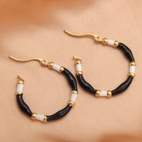 1 Paire Style IG Décontractée Style Simple Rond Émail Placage Acier Inoxydable 304 Plaqué Or Des Boucles D'Oreilles main image 6