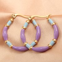 1 Pair IG Style Casual Simple Style Round Enamel Plating 304 Stainless Steel Gold Plated Earrings main image 4