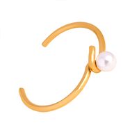 Elegant Solid Color Titanium Steel Plating Inlay Artificial Pearls 18k Gold Plated Bangle main image 3