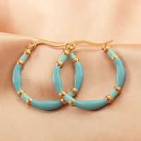 1 Pair IG Style Casual Simple Style Round Enamel Plating 304 Stainless Steel Gold Plated Earrings sku image 1