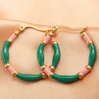 1 Pair IG Style Casual Simple Style Round Enamel Plating 304 Stainless Steel Gold Plated Earrings sku image 3