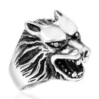 Classic Style Streetwear Wolf Titanium Steel Polishing None 18K Gold Plated Rhodium Plated Men'S Rings main image 2
