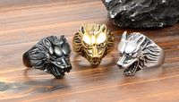 Classic Style Streetwear Wolf Titanium Steel Polishing None 18K Gold Plated Rhodium Plated Men'S Rings main image 1