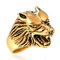 Classic Style Streetwear Wolf Titanium Steel Polishing None 18K Gold Plated Rhodium Plated Men'S Rings sku image 15