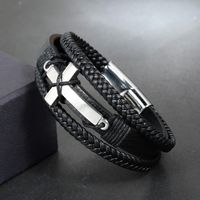 IG Style Retro Cross Stainless Steel Handmade Braid Handmade None Men'S Bracelets main image 4