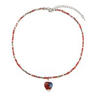 Einfacher Stil Herzform Glas Reis Perlen Keramik Perlen Frau Halskette Mit Anhänger main image 3