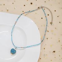 Einfacher Stil Herzform Glas Reis Perlen Keramik Perlen Frau Halskette Mit Anhänger main image 2