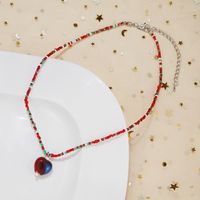 Simple Style Heart Shape Glass Beads Ceramic Beaded Women's Pendant Necklace sku image 2