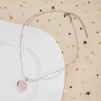 Simple Style Heart Shape Glass Beads Ceramic Beaded Women's Pendant Necklace sku image 4