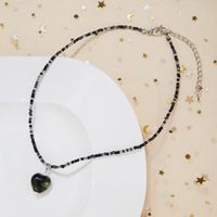 Simple Style Heart Shape Glass Beads Ceramic Beaded Women's Pendant Necklace sku image 5