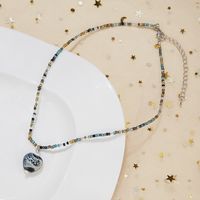 Simple Style Heart Shape Glass Beads Ceramic Beaded Women's Pendant Necklace sku image 6