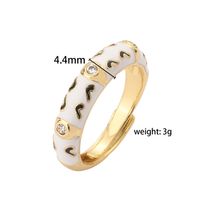 Elegant Colorful Heart Shape Copper Enamel Plating Inlay Zircon 18k Gold Plated Open Rings main image 3
