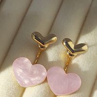 1 Pair Sweet Heart Shape Plating Inlay Copper Artificial Gemstones Drop Earrings main image 1