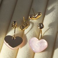 1 Pair Sweet Heart Shape Plating Inlay Copper Artificial Gemstones Drop Earrings main image 4