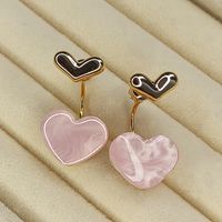 1 Pair Sweet Heart Shape Plating Inlay Copper Artificial Gemstones Drop Earrings sku image 1