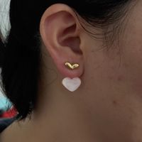 1 Pair Sweet Heart Shape Plating Inlay Copper Artificial Gemstones Drop Earrings main image 3