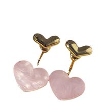 1 Pair Sweet Heart Shape Plating Inlay Copper Artificial Gemstones Drop Earrings main image 2