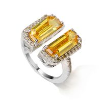 Glam Luxurious Geometric Copper Inlay Zircon Open Rings sku image 4