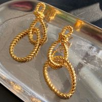 1 Pair Sweet Double Ring Plating Copper Drop Earrings main image 5