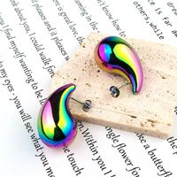 1 Pair Simple Style Water Droplets Plating Stainless Steel Ear Studs main image 2