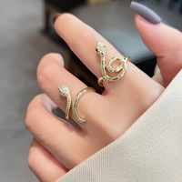 Novelty Snake Silver Plated Plating Inlay Rhinestones Women's Open Rings main image 1
