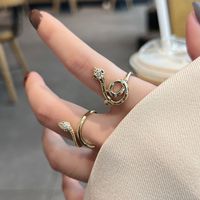 Novelty Snake Silver Plated Plating Inlay Rhinestones Women's Open Rings main image 4