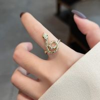 Novelty Snake Silver Plated Plating Inlay Rhinestones Women's Open Rings sku image 1