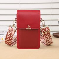 Women's Pu Leather Solid Color Elegant Classic Style Square Zipper Shoulder Bag Phone Wallets Crossbody Bag sku image 2