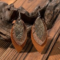 1 Pair Ethnic Style Leaves Pu Leather Drop Earrings main image 1