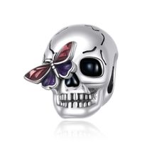 Casual Handmade Novelty Heart Shape Skull White Gold Plated Zircon Sterling Silver Wholesale Jewelry Accessories sku image 4