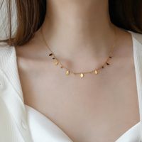 Chocker Texture Cold Style Niche Necklace Small Round Slice Necklace Clavicle Chain Titanium Steel Girl Versatile Style Ornament sku image 2