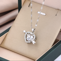 Simple Style Heart Shape Stainless Steel Zircon Pendant Necklace In Bulk main image 3