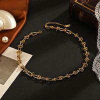 Titan Stahl 18 Karat Vergoldet Retro Einfacher Stil Vierblättriges Kleeblatt Runden Armbänder Halskette main image 3